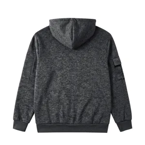 Men's heavyweight fleece-lined hooded sweatshirt with utility pockets in dark grey color.