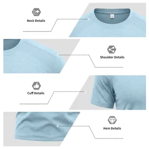 Herren kurzarm sport fitness t shirt raglan mesh rundhalsausschnitt detail hellblau