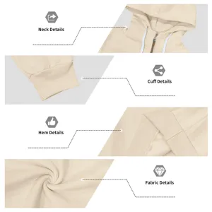 Detailansicht des lässigen Herren Kapuzenpullovers mit Kragen Ärmelbund und Stoff.