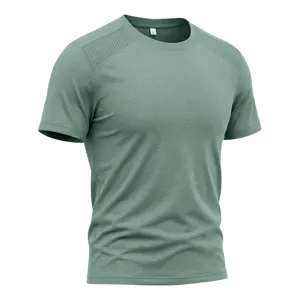 Herren grün Kurzarm T-Shirt sportlich Mesh Spleiß Rundhals atmungsaktives Sommer Oberteil