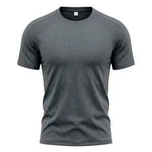 Herren Kurzarm Fitness T-Shirt atmungsaktiv Sportshirt Rundhals Laufshirt dunkelgrau