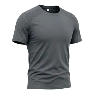 Herren atmungsaktiv schnelltrocknend Kurzarm T-Shirt Fitness Mesh Raglan Top grau Sommer