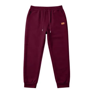 Men's heavy texture casual sweatpants with adjustable drawstring and ribbed cuffs.