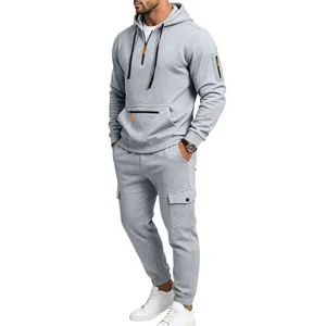 Tuta sportiva con cappuccio grigia da uomo abbigliamento casual comodo e versatile