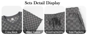 Heren zomer ruitjes print korte mouw t-shirt en shorts set casual vrijetijdskleding
