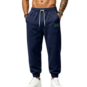 Men's winter fleece-lined sweatpants casual warm loose jogger pants with drawstring waist.