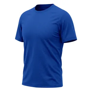 Blue mesh breathable fabric detail of mens short sleeve quick drying athletic t-shirt