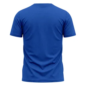 Back detail view of royal blue breathable mesh quick-dry short sleeve t-shirt, athletic fit.