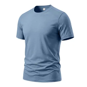 Men's summer quick dry short sleeve crewneck t-shirt casual athletic sports breathable top.