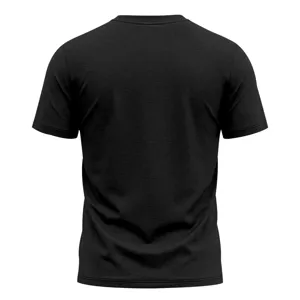 Men's plain black short sleeve crewneck t-shirt, casual summer fitness basic top.