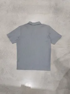 Polo de verano para hombre de punto acanalado manga corta cuello V, transpirable slim.