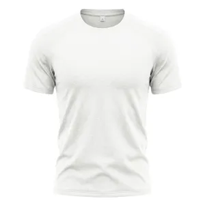 Close-up detail of mens breathable dry-fit t-shirt with mesh raglan shoulder splicing.