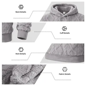 Men's thick thermal fleece hooded sweatshirt featuring double-sided jacquard design for winter.