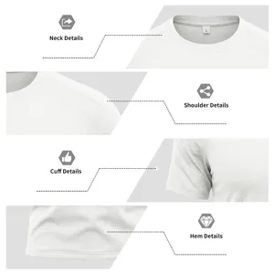 Detail view of mens quick drying raglan mesh short sleeve t shirt showing collar and cuffs