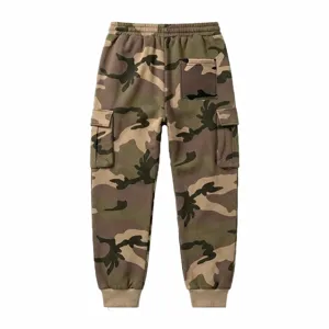 Men Camouflage Cargo Sweatpants Casual Fleece Lined Loose Fit Outdoor Streetwear Pants