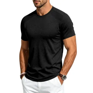 Men summer quick dry short sleeve t shirt athletic top with breathable mesh raglan shoulders