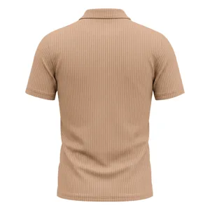 Polo de verano para hombre elástico transpirable acanalado, vista posterior detalle.
