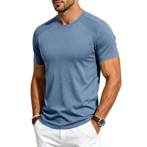 Men's casual short sleeve t-shirt summer breathable raglan mesh crewneck athletic fitness top.