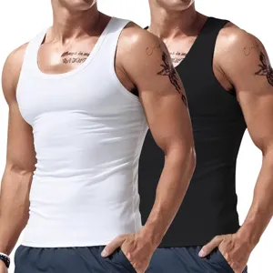 Men's cotton solid color tank top casual fitness athletic summer breathable sleeveless shirt