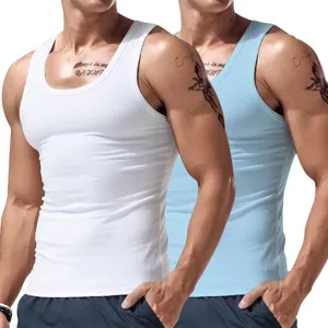 Men's solid color sleeveless tank top breathable casual sports fitness gym base undershirt
