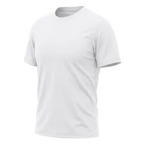 Men's breathable mesh quick-dry white t-shirt detail showing lightweight fabric texture.
