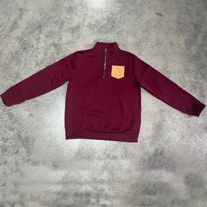 Men half-zip fleece sweatshirt casual long sleeve pullover with chest pocket winter wear