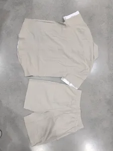 Men casual linen short sleeve shirt and shorts set summer beach outfit two piece clothing.