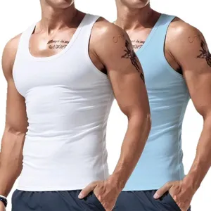 Men's casual slim fit tank top for sports fitness summer layering comfortable cotton undershirt.