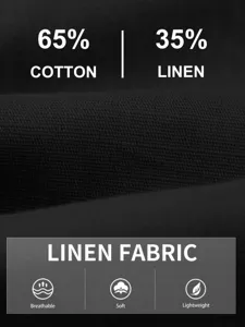 Close-up detail of the breathable cotton linen fabric texture, soft and lightweight for summer.