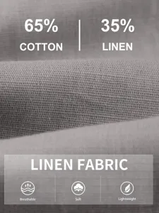 Detailed shot of mens cotton linen shorts fabric showing breathable soft lightweight texture.