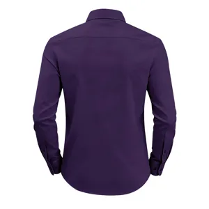 Camisa de hombre morada manga larga elástica para negocios formal clásica superior.