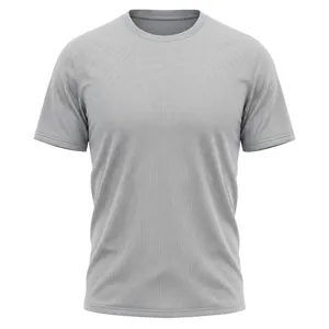 Grey mesh fabric detail of men's quick-dry sports t-shirt, breathable polyester material.