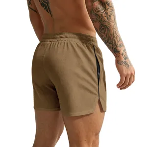 Men's quick-dry mesh athletic shorts with zipper pockets and breathable fabric for fitness training.