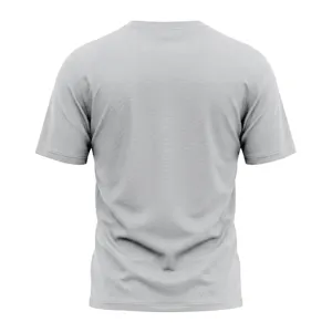 Back view of men's plain solid short sleeve t shirt casual slim fit basic top summer apparel.