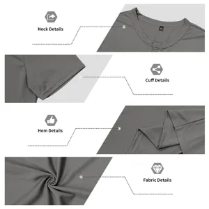 Men's solid color short sleeve Henley shirt casual slim fit basic summer top with buttons.