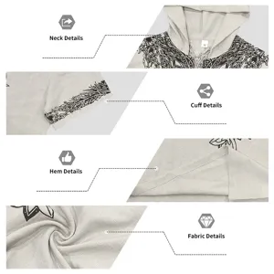Detalles de primer plano de sudadera con capucha Viking de lino para hombre, capucha y tela