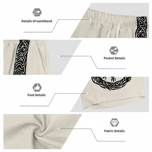 Men casual linen shorts feature Viking tribal print and comfortable drawstring waist.
