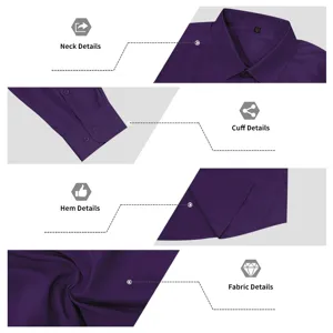 Camisa de vestir elástica sin planchar de manga larga para hombre morada talla L
