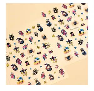 5D embossed nail art stickers feature colorful floral and abstract designs for creative manicures.