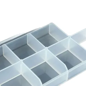 Boîte de rangement transparente et mate à 12 grilles pour capsules d'ongles, vue principale.