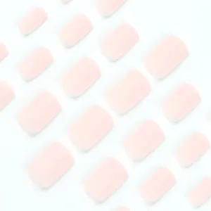 Matte solid pink short square press on nails fake nail tips DIY manicure set main view