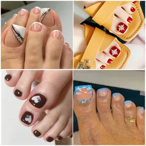 Faux ongles de pied strass faux ongles d'orteil ensemble nail art acrylique.