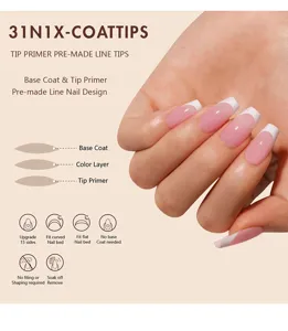 Franse neppe nagels press on lange vierkante vinger nageltips valse manicure kunst