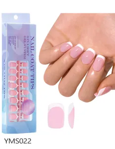 Prachtige Franse manicure nepnagels set, 3-in-1 soft gel kunstnagels tips in doos.