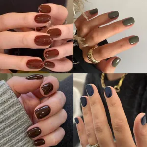 Short square press-on nails solid color fake nail set 24pcs wearable manicure tips