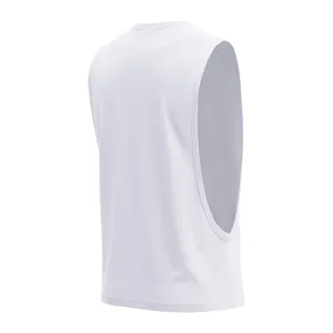 Men gym fitness breathable sleeveless tank top white casual workout sportswear shirt