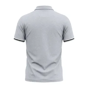 Men's casual short sleeve polo shirt with contrast color cuffs and classic lapel design.