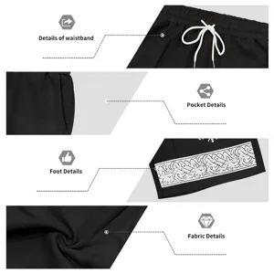 Detailed close-up view showing the black casual shorts waistband and fabric texture.