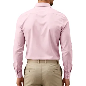 Herren einfarbig rosa langarm Hemd, professionelle Business Casual Button-Down Oberteil.