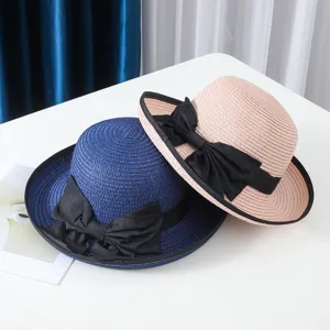 Sombrero de paja verano mujer playa sombrero sol ala ancha cinta lazo sombrero vacaciones elegante
